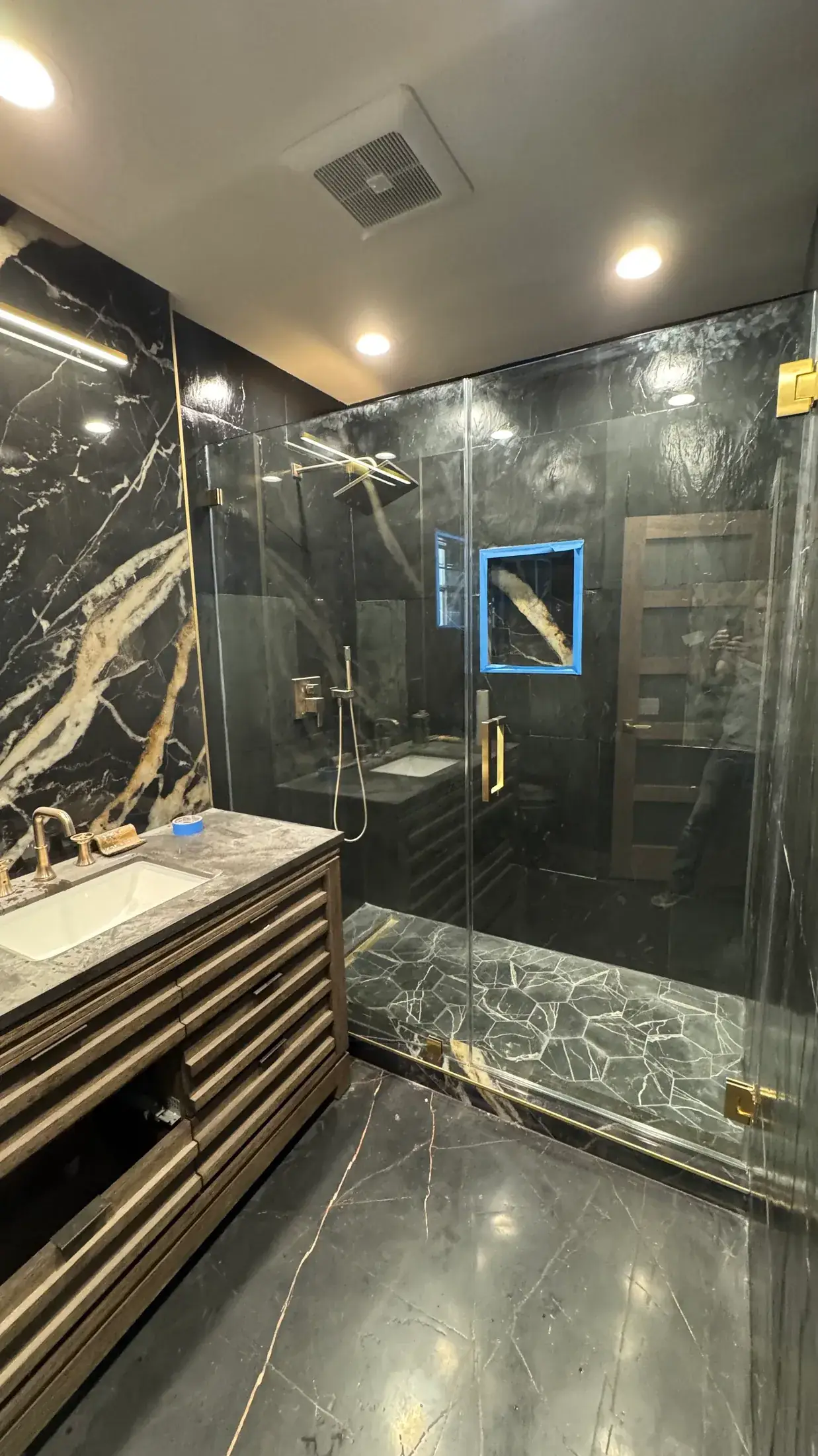 Black marble shower