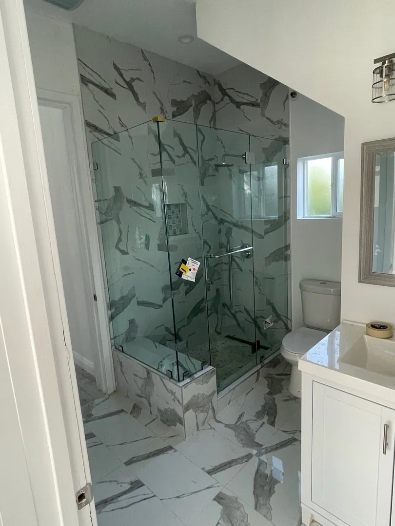 Marble guest bath shower